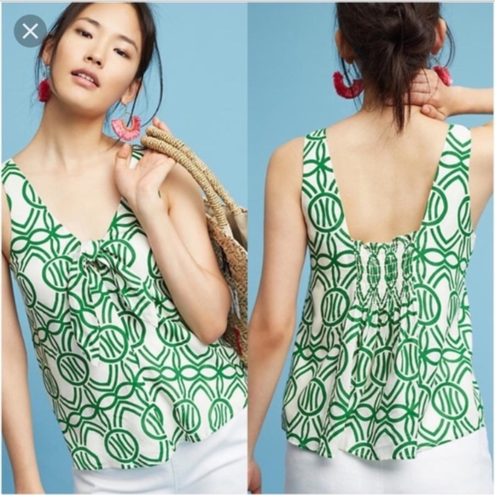 Anthropologie Maeve Verena Tie Front Blouse Tank